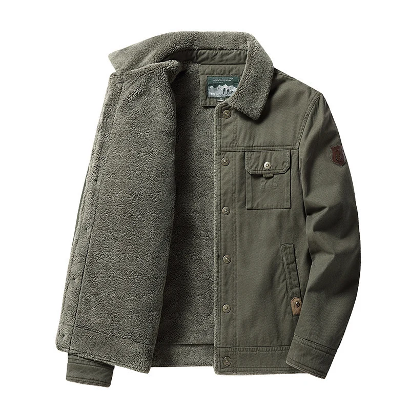 Herren Canvas-Trucker-Overshirt mit durchgehendem Teddyfleece-Innenfutter und Hemdkragen Nord Taschen