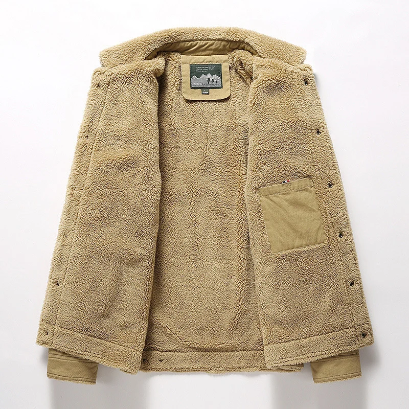 Herren Canvas-Trucker-Overshirt mit durchgehendem Teddyfleece-Innenfutter und Hemdkragen Nord Taschen
