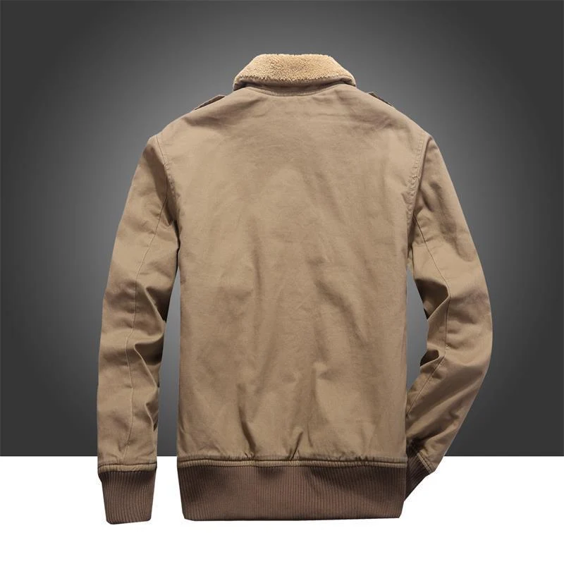 Herren Canvas-Pilotenjacke mit Teddyfutter, gerippten Bündchen und Pattentaschen Nord Taschen