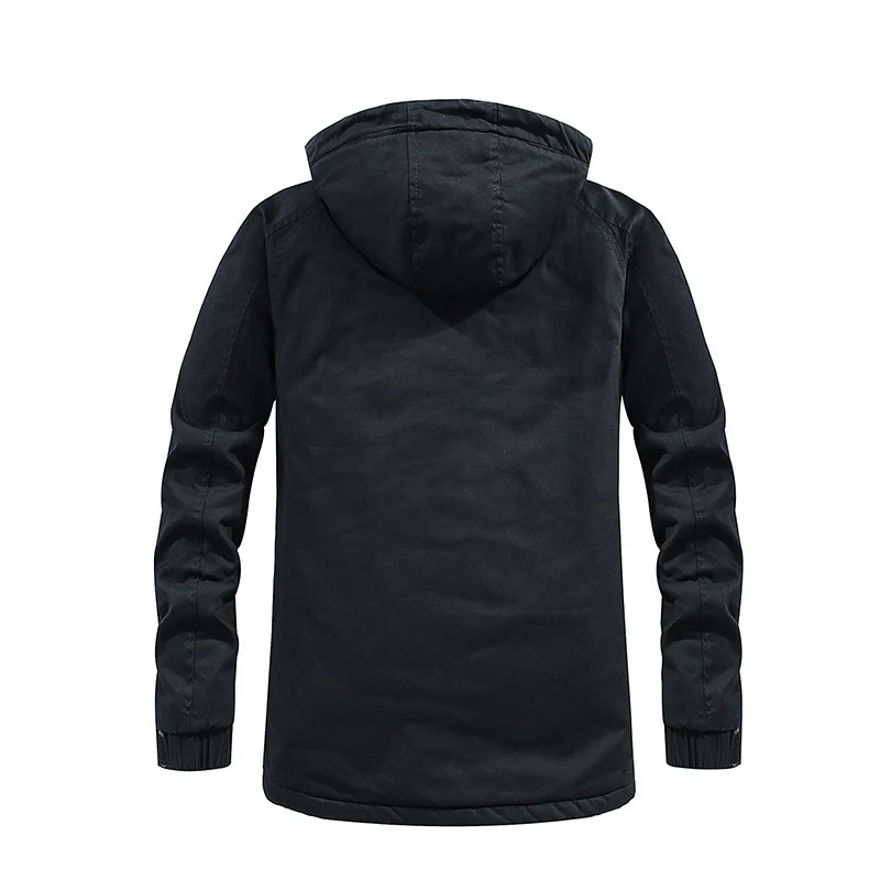 Herren Canvas-Parka mit wärmender Teddyfleece-Fütterung, Kapuze und verdecktem Zwei-Wege-Reißverschluss Nord Taschen