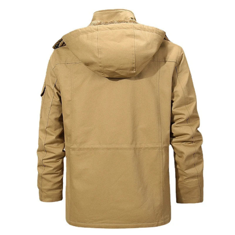 Herren Canvas-Parka mit Teddyfleece-Innenfutter, Kapuze und multifunktionalen Taschen Nord Taschen