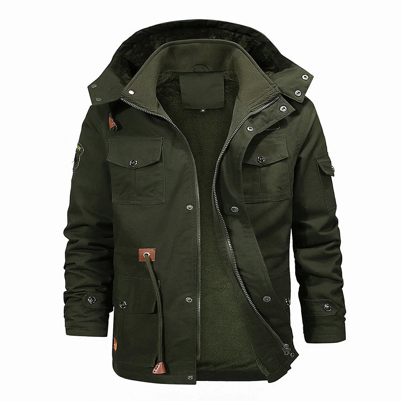 Herren Canvas-Parka mit Teddyfleece-Innenfutter, Kapuze und multifunktionalen Taschen Nord Taschen