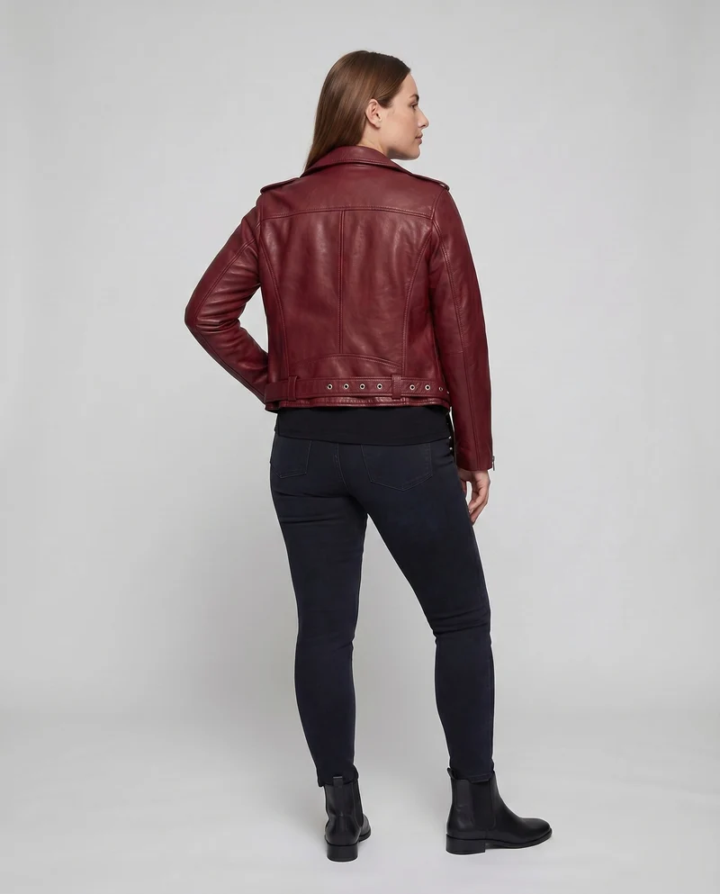Damen Bikerblouson Tailliert Zier-Reißverschlüsse Gürtel - Vittorelli
