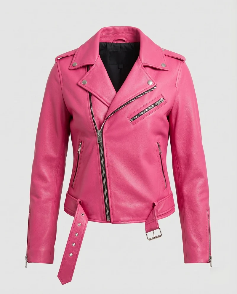 Damen Bikerblouson Tailliert Zier-Reißverschlüsse Gürtel - Vittorelli