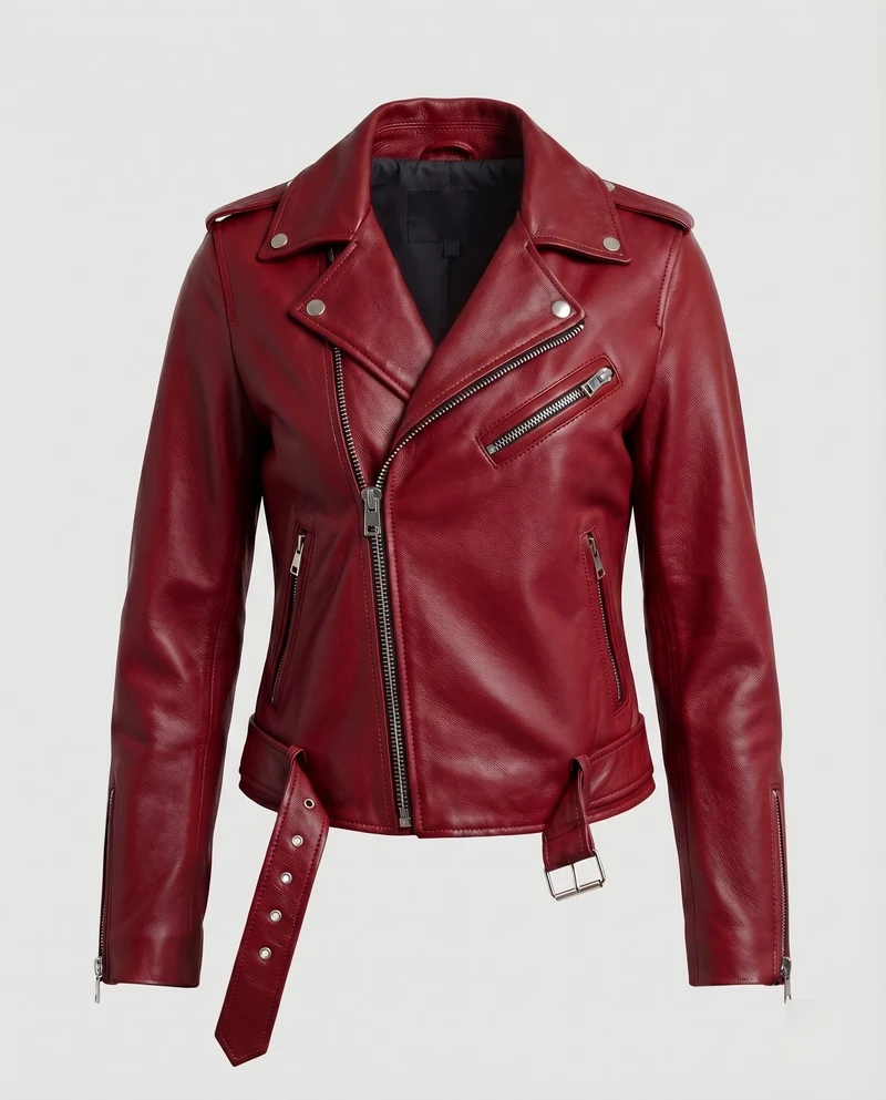 Damen Bikerblouson Tailliert Zier-Reißverschlüsse Gürtel - Vittorelli
