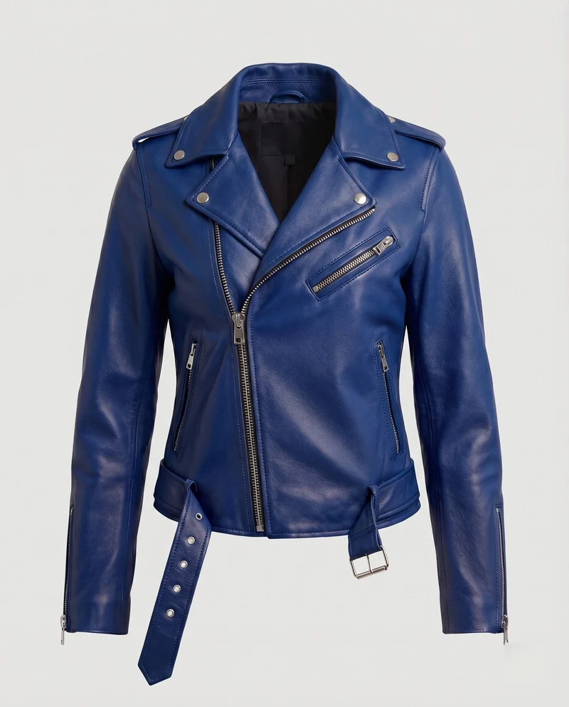 Damen Bikerblouson Tailliert Zier-Reißverschlüsse Gürtel - Vittorelli