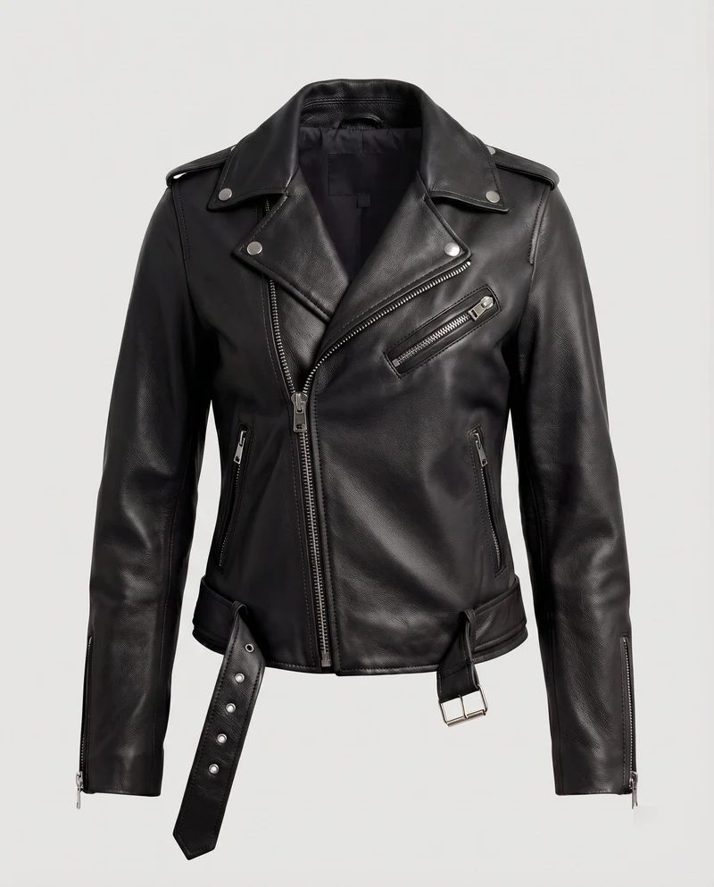 Damen Bikerblouson Tailliert Zier-Reißverschlüsse Gürtel - Vittorelli