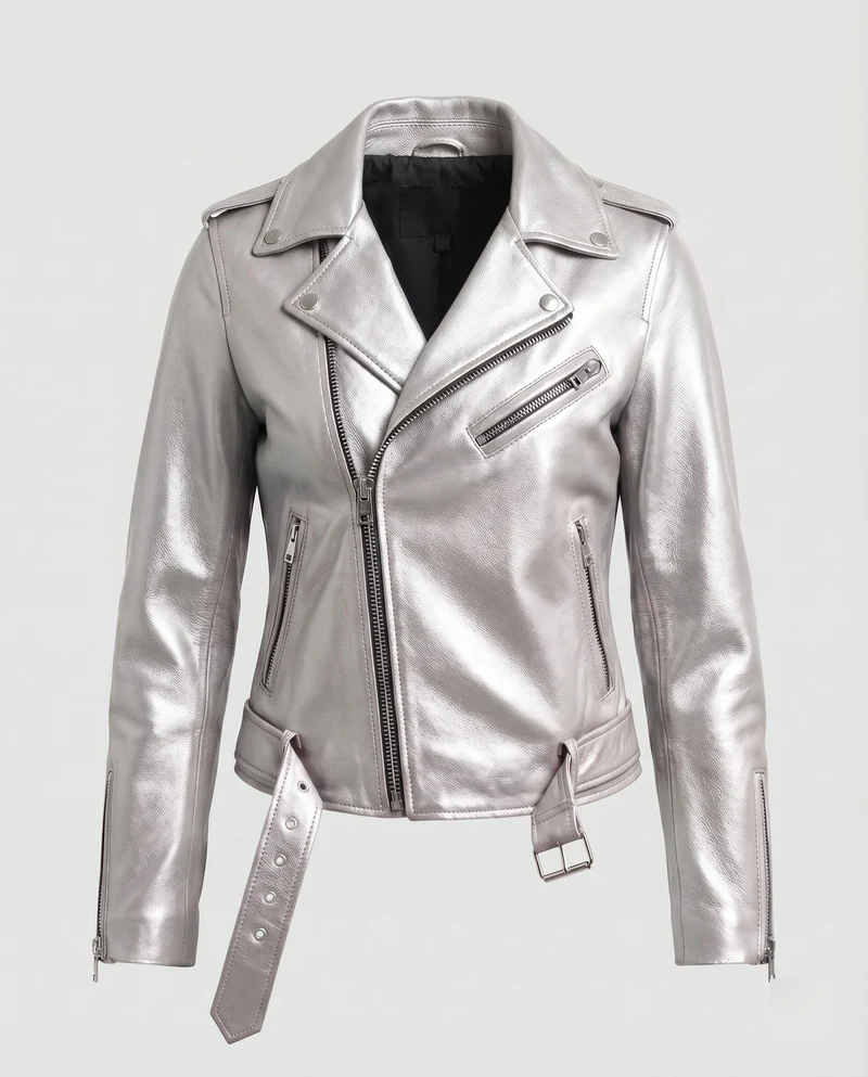 Damen Bikerblouson Tailliert Zier-Reißverschlüsse Gürtel - Vittorelli