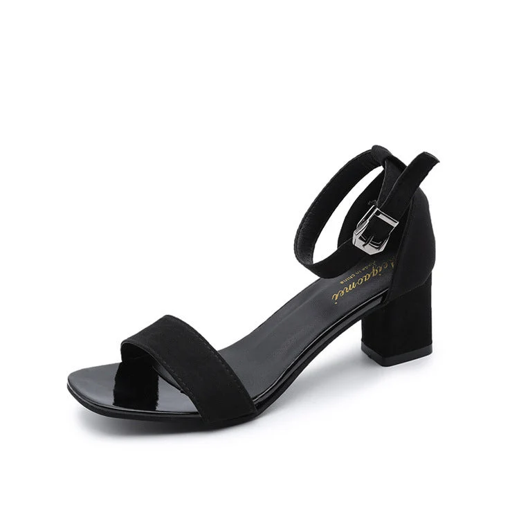Damen eleganter Riemchen-Sandaletten mit robustem Blockabsatz und verstellbarem Fesselriemen - Vittorelli