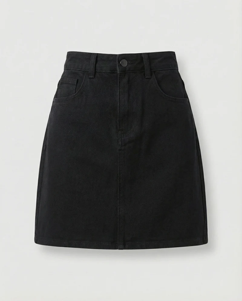 Damen kurzer hochgeschnittener Jeansrock in A-Linie