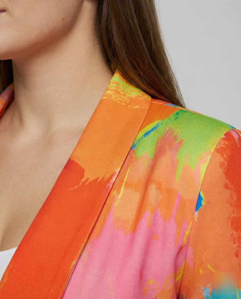 Damen Expressive Abstrakt-Print Longblazer