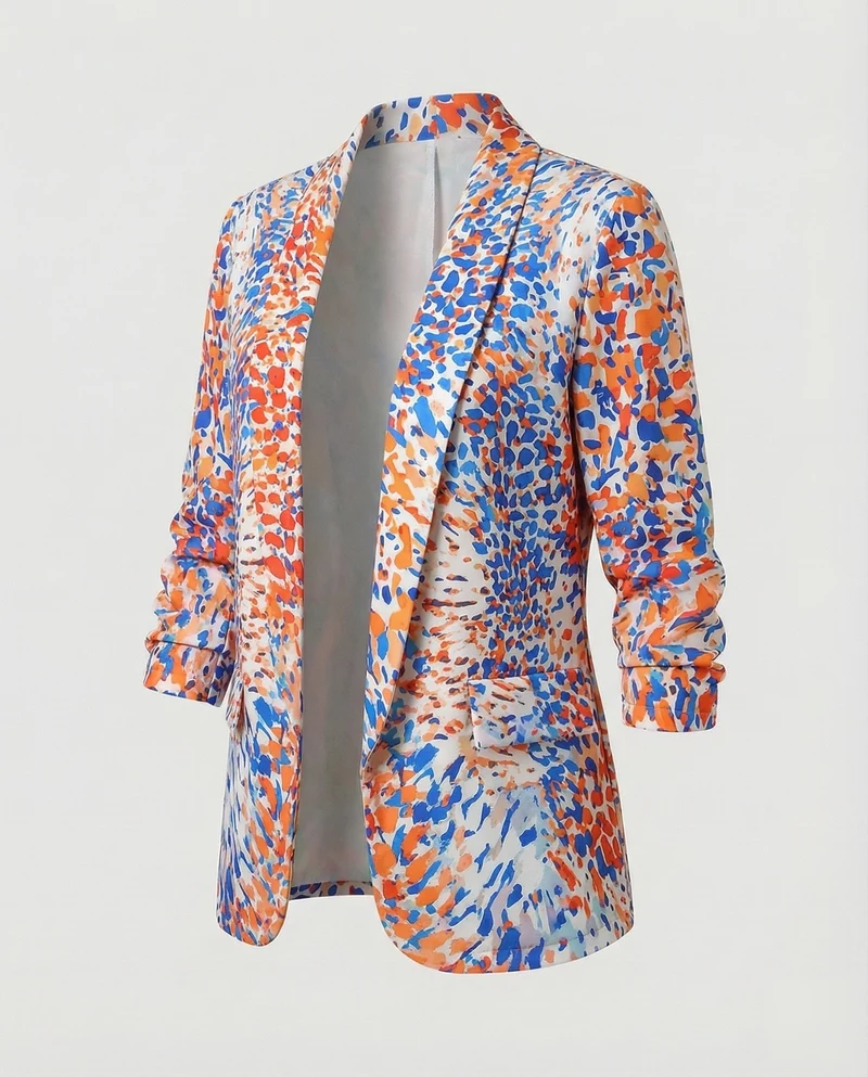 Damen Expressive Abstrakt-Print Longblazer