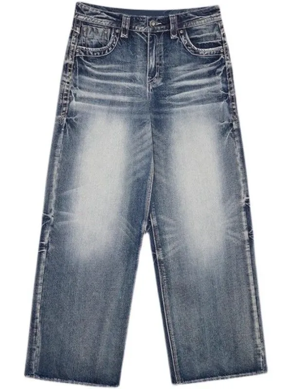 Hop Gewaschene Distressed Hoher Taille Baggy Jeans - Vittorelli