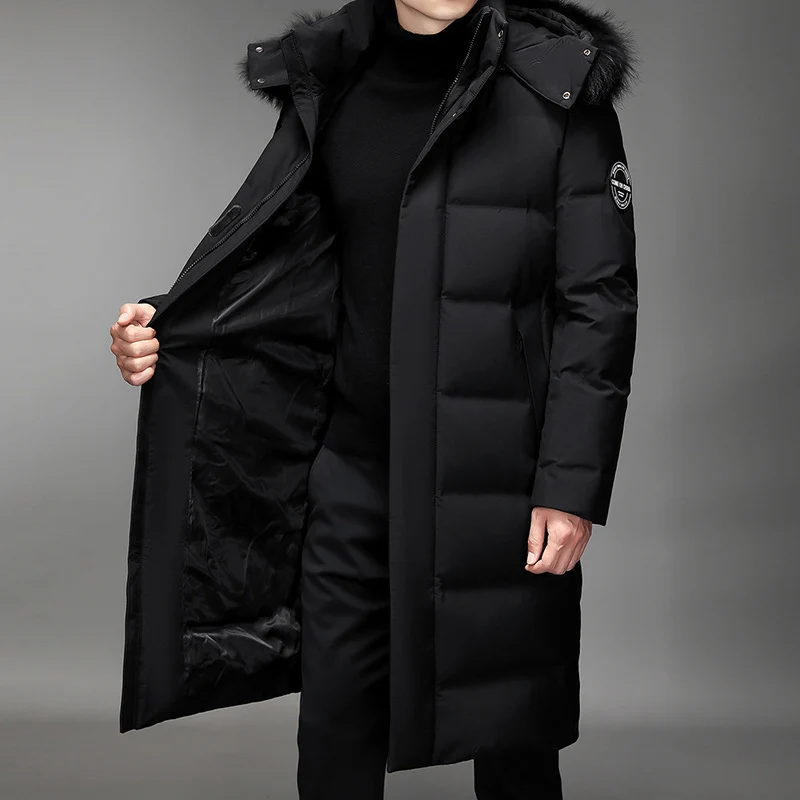 Herren Lang geschnittener Slim-Fit Steppparka mit abnehmbarer Kapuze und Thermofutter Nord Taschen
