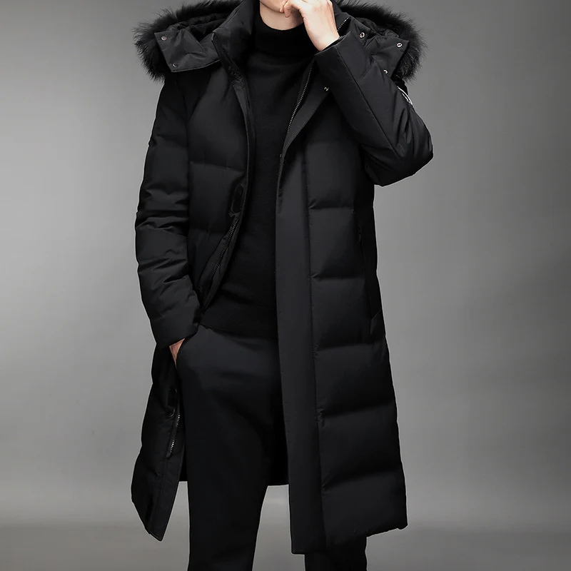 Herren Lang geschnittener Slim-Fit Steppparka mit abnehmbarer Kapuze und Thermofutter Nord Taschen