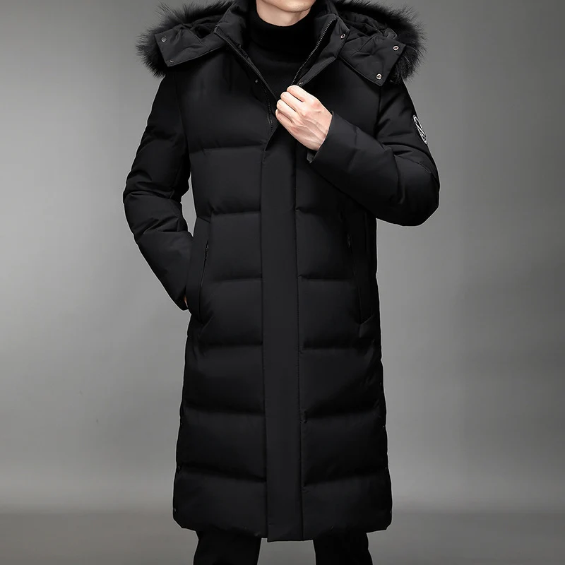 Herren Lang geschnittener Slim-Fit Steppparka mit abnehmbarer Kapuze und Thermofutter Nord Taschen
