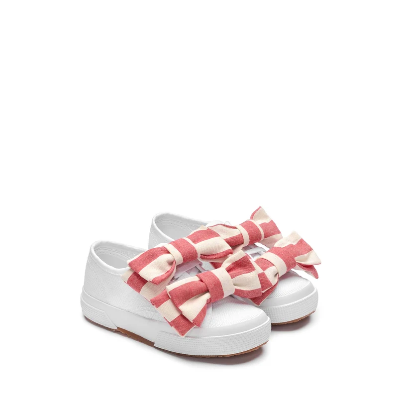 2750 KIDS COTTON RIBBON - Le Superga - Low Cut - Girl - White-OffWhite-Red