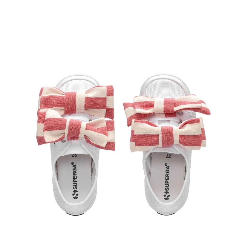 2750 KIDS COTTON RIBBON - Le Superga - Low Cut - Girl - White-OffWhite-Red