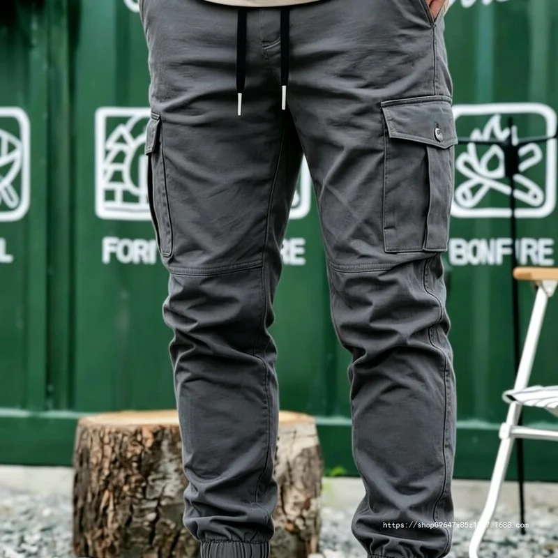 Herren Kordelzug-Cargohose im Joggerstil mit elastischen Bündchen & Mehrfachtaschen Nord Taschen
