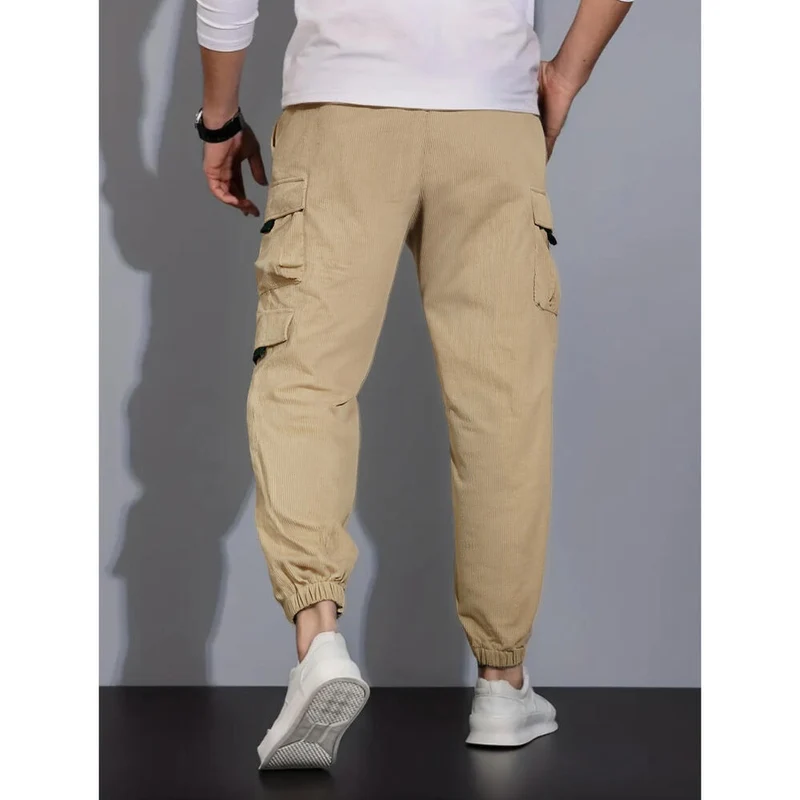 Herren Kord-Cargo-Jogginghose mit elastischem Bund, Tunnelzug & Multifachtaschen Nord Taschen