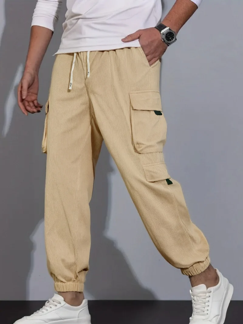 Herren Kord-Cargo-Jogginghose mit elastischem Bund, Tunnelzug & Multifachtaschen Nord Taschen