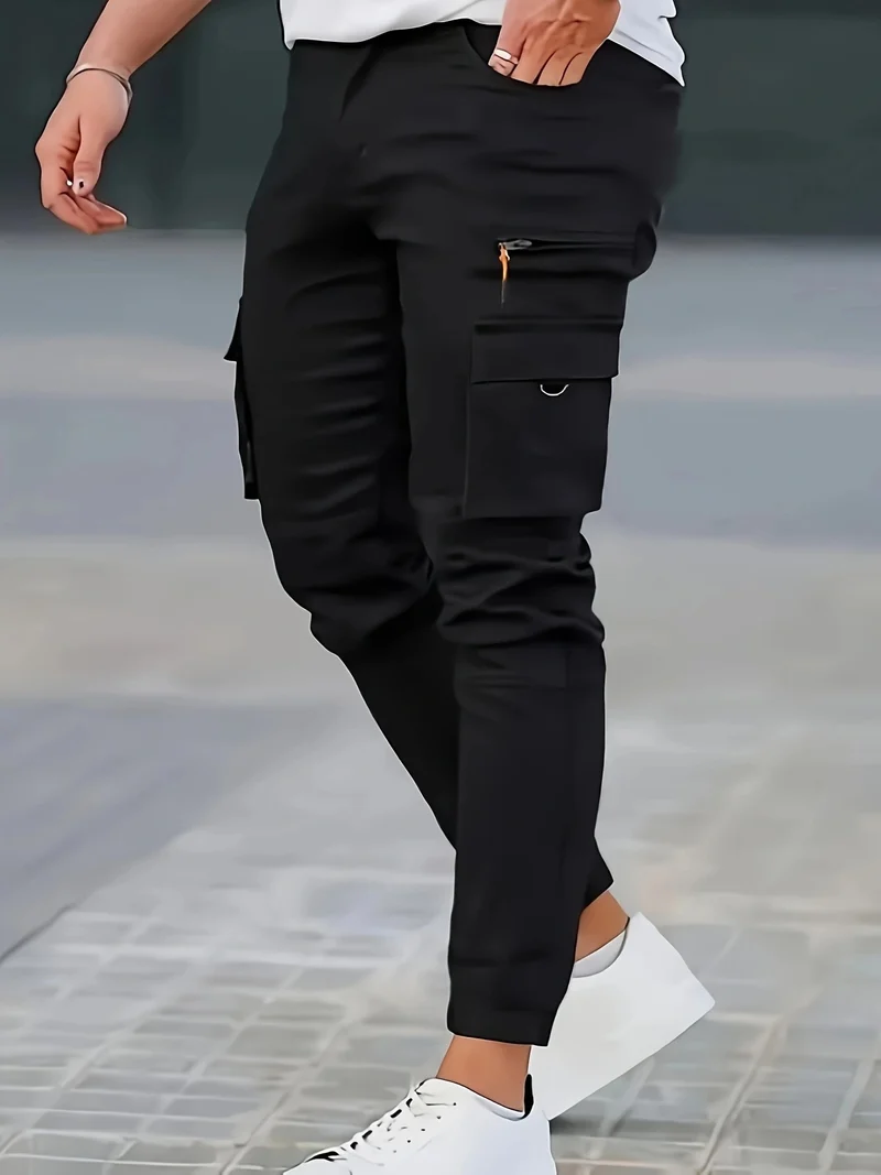 Herren Konisch geschnittene Utility-Cargohose mit Reißverschlusstasche, Klappentaschen und D-Ring Nord Taschen