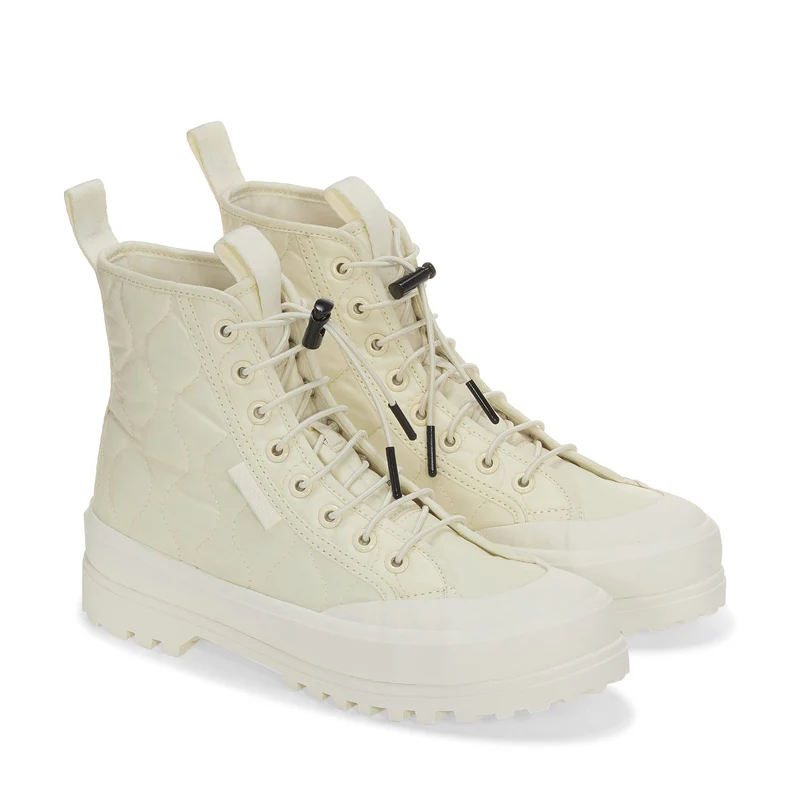 2644 ALPINA QUILTED NYLON - Ankle Boots - Laced - Woman - Beige Natural-F Avorio
