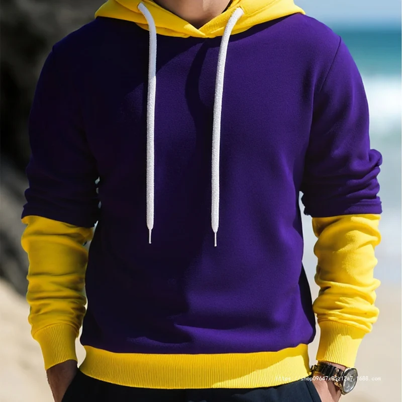 Herren Kapuzenpullover im Lagen-Look mit Kontrastkapuze und Kordelzug Nord Taschen