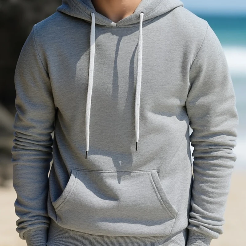 Herren Kapuzenpullover aus French‑Terry mit Kängurutasche & geripptem Saum Nord Taschen