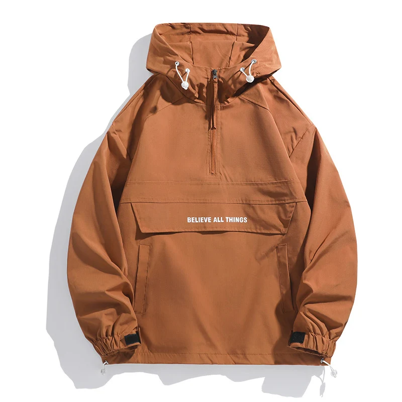 Herren Kapuzenanorak mit halbem Reißverschluss, Kängurutasche und verstellbarem Saum Nord Taschen