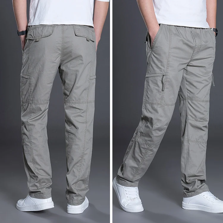 Herren Gerade geschnittene Utility‑Cargohose mit Knieabnähern, Multifachtaschen & elastischem Bund Nord Taschen