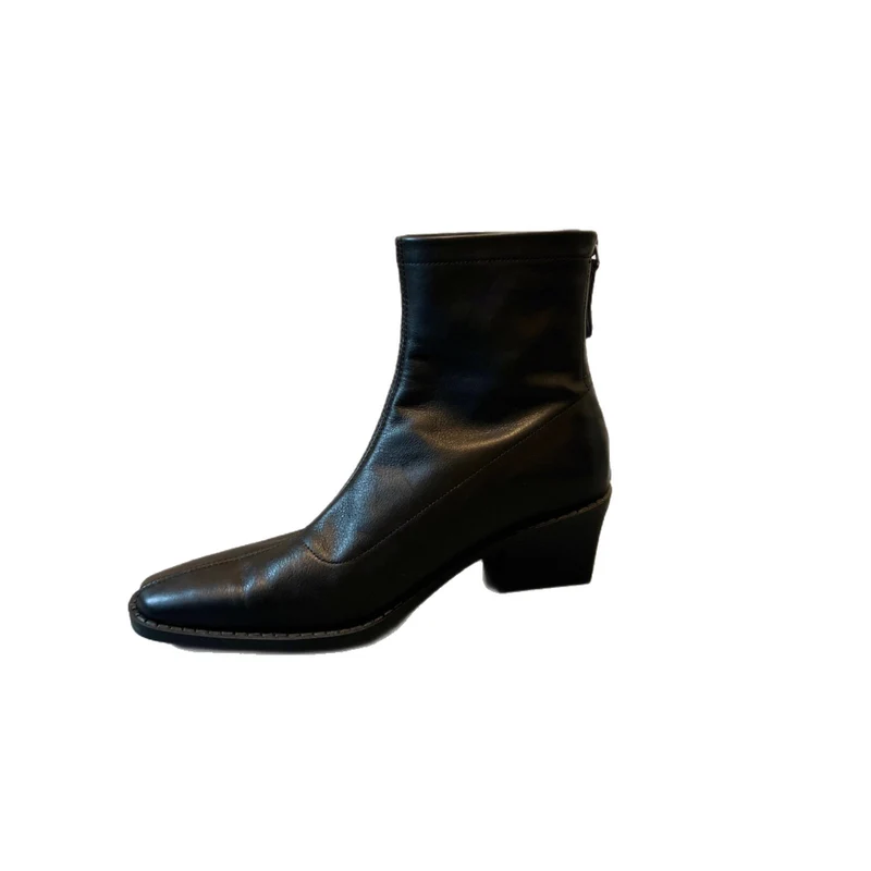 Damen Knöchelhohe Glattleder‑Stiefelette mit sculpted Keilabsatz Nord Taschen