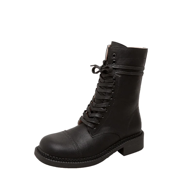 Damen kniehohe Schnürstiefel mit Zier- und Verstellschnallen Nord Taschen