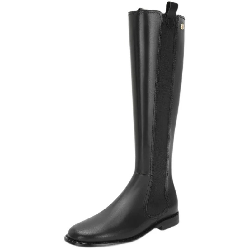 Damen kniehohe Chelsea-Stiefel aus Leder mit Elastikeinsatz Nord Taschen