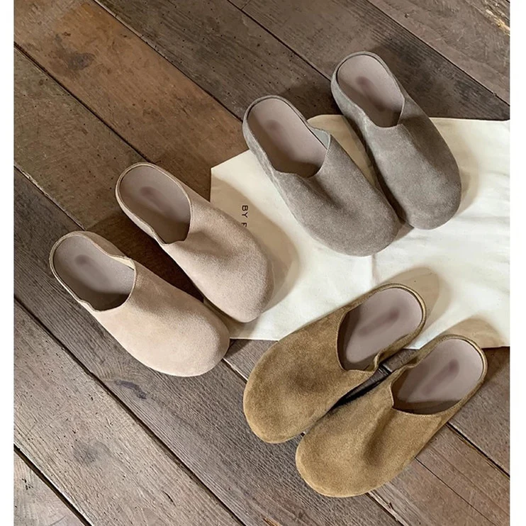 Damen Geschlossene Veloursleder-Pantolette mit gepolstertem Komfortfußbett Nord Taschen