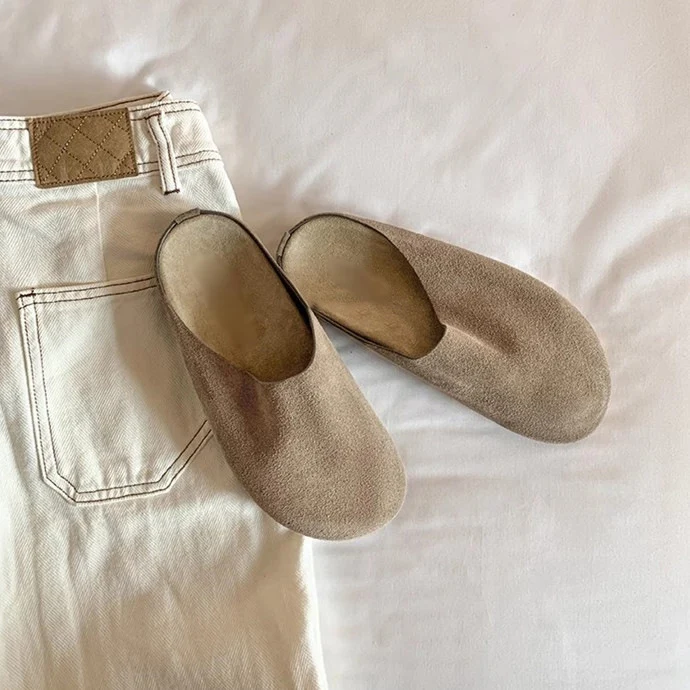 Damen Geschlossene Veloursleder-Pantolette mit gepolstertem Komfortfußbett Nord Taschen