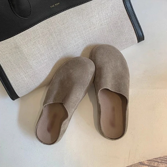 Damen Geschlossene Veloursleder-Pantolette mit gepolstertem Komfortfußbett Nord Taschen