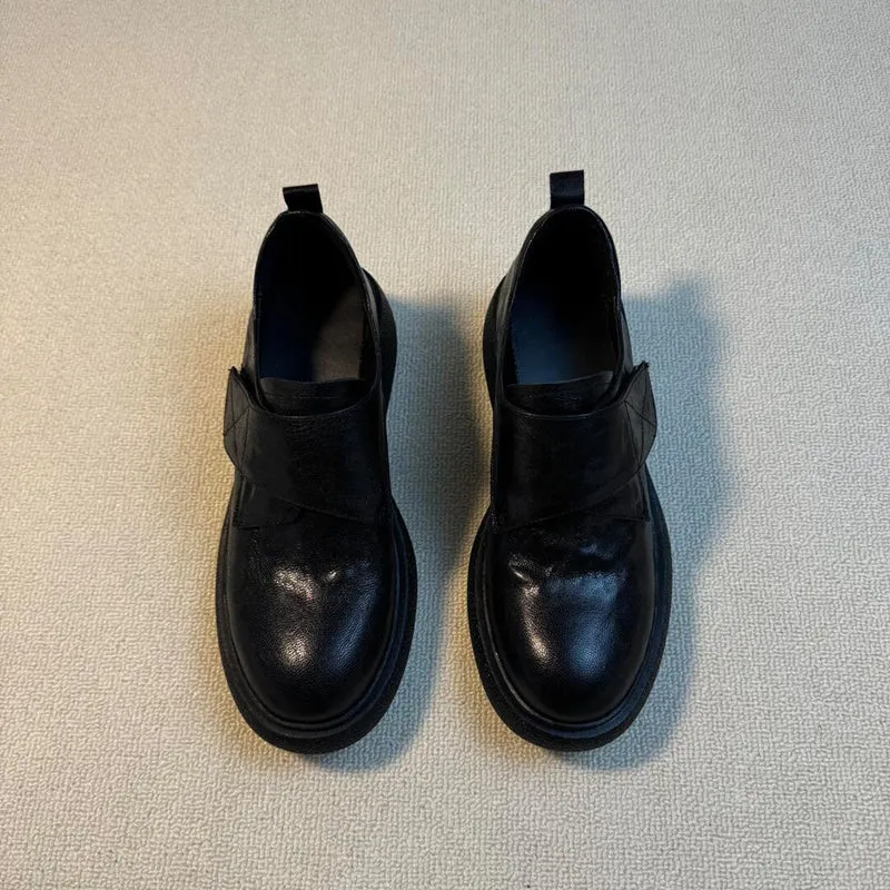 Damen Chunky Loafer mit Plateau-Blockabsatz und verstellbarem Klettriemen Nord Taschen