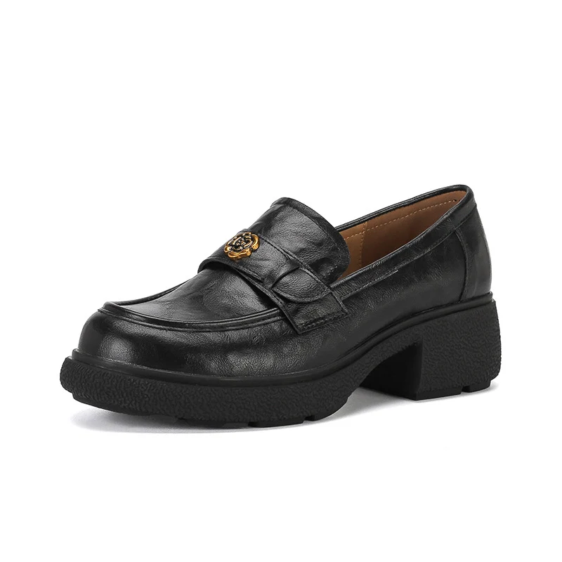 Damen Chunky‑Loafer aus Glattleder mit Emblem‑Applikation und profilierter Blocksohle Nord Taschen