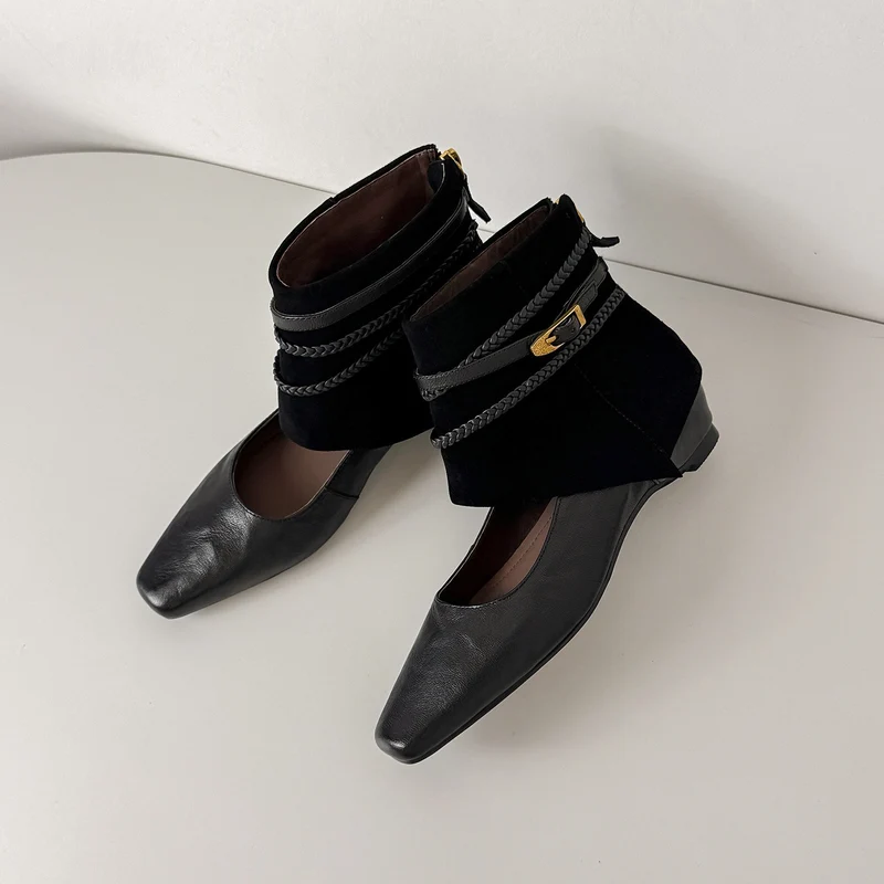 Damen Ankle‑Slipper mit umschlagbarem Velours‑Schaft und geflochtenen Zierriemen Nord Taschen