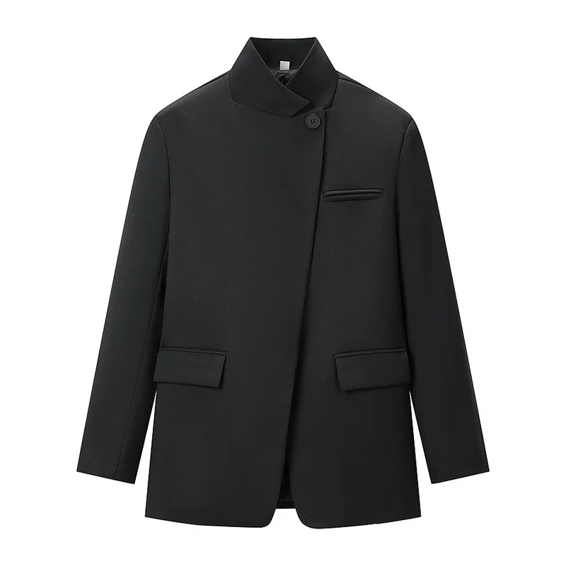Herren Kurzer Stehkragen-Blazer mit verdeckter Knopfleiste und Pattentaschen Nord Taschen