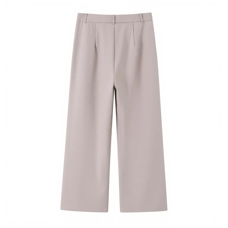 Damen Zweiteiliges tailliertes Weste- und Palazzo-Hosen-Set mit Bindegürtel Nord Taschen