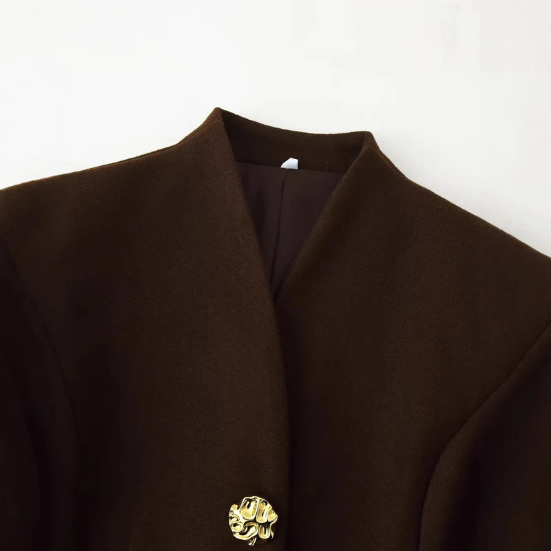 Damen Zweiteiliges tailliertes Blazer- und Minirock-Set mit goldener Schmuckknopfleiste Nord Taschen