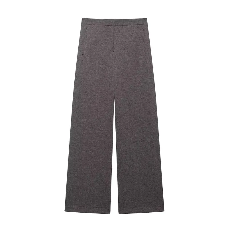 Damen Zweiteiliges Set aus Cropped-Boxy-Jacke mit Stehkragen und hochtaillierter weiter Hose Nord Taschen