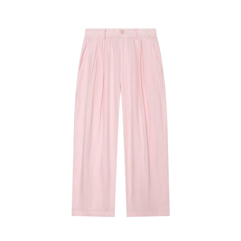 Damen Zweiteiliges Satin-Set mit weichem Oversized-Hemd und hochgeschnittener Palazzo-Hose Nord Taschen