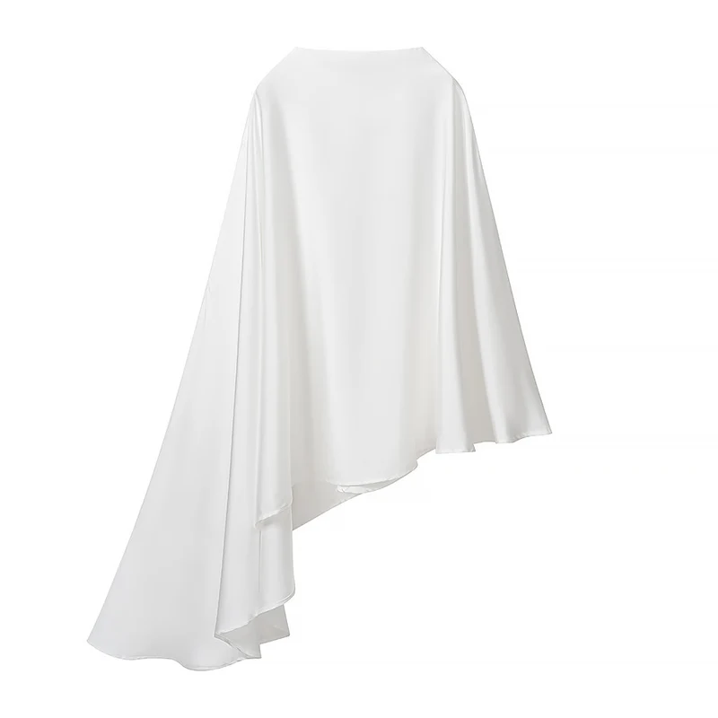 Damen Zweiteiliges Ensemble aus fließendem Cape mit asymmetrischem Saum und hochtaillierter Weitbein‑Hose Nord Taschen
