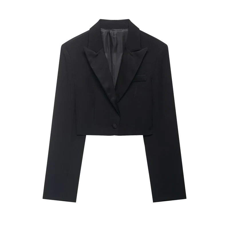 Damen Zweiteiliges Cropped-Blazer- und Maxirock-Set mit hoher Taille und hohem Beinschlitz Nord Taschen