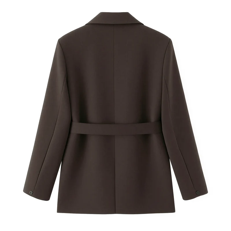 Damen Zweiteiliges Blazer-Set mit Wickelgürtel und weiter Bundfaltenhose Nord Taschen