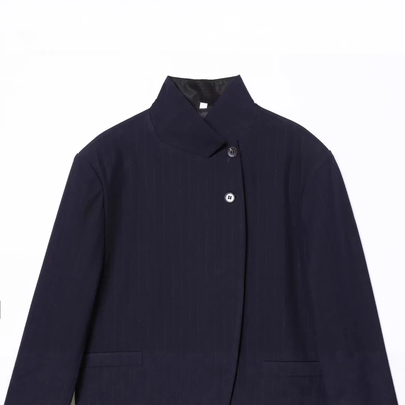 Damen Zweiteiliges Anzug-Set mit asymmetrischem Stehkragen-Blazer und weiter Palazzohose Nord Taschen