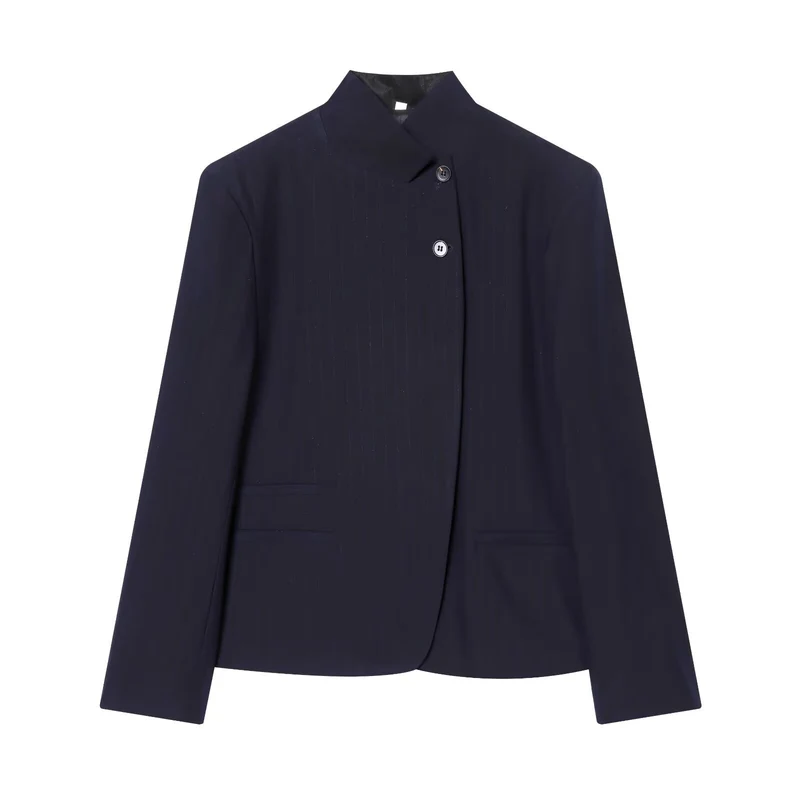 Damen Zweiteiliges Anzug-Set mit asymmetrischem Stehkragen-Blazer und weiter Palazzohose Nord Taschen